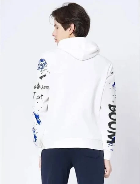 White full-sleeve men’s sweatshirt with a soft, comfortable fabric and a clean, minimal design.