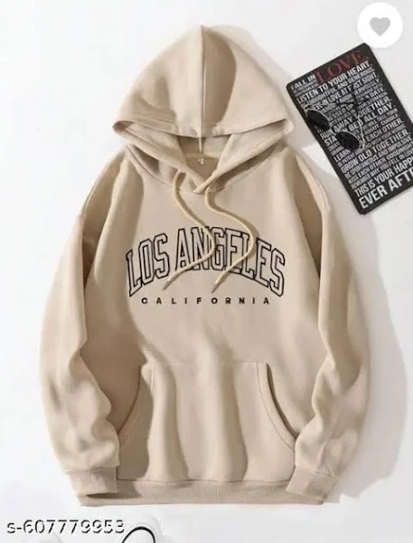 Men’s cream-colored winter hoodie with a soft, cozy fabric and a relaxed, comfortable fit.
